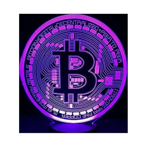 YSITIANNA 3D Bitcoin Sign Night Light Remote Control Power Touch Switch Table Desk Optical Illusion Lamps 16 Color Changing Lights Home Decoration Xmas Birthday Gift STNL#4531
