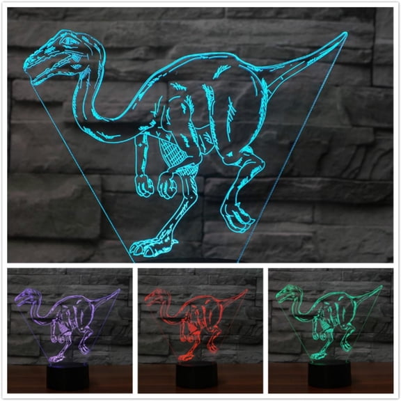 YSITIANNA 3D Dinosaur Night Light Touch Switch Decor Table Desk Optical Illusion Lamps 7 Color Changing Lights LED Table Lamp Xmas Home Love Birthday Children Kids Decor Toy Gift STNL#3696