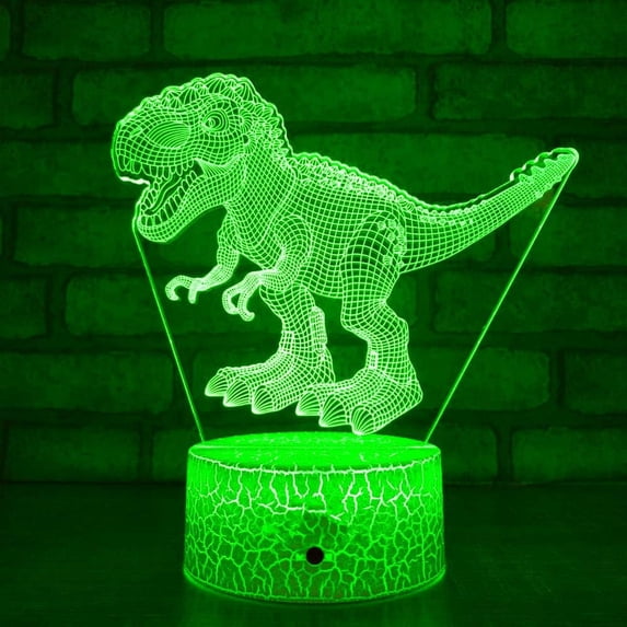 YSITIANNA 3D Dragon Dinosaur Night Light Lamp Illusion Led 7 Color Changing Touch Switch Table Desk Decoration Lamps Acrylic Flat ABS Base USB Cable Toy (Bus) STNL#1881