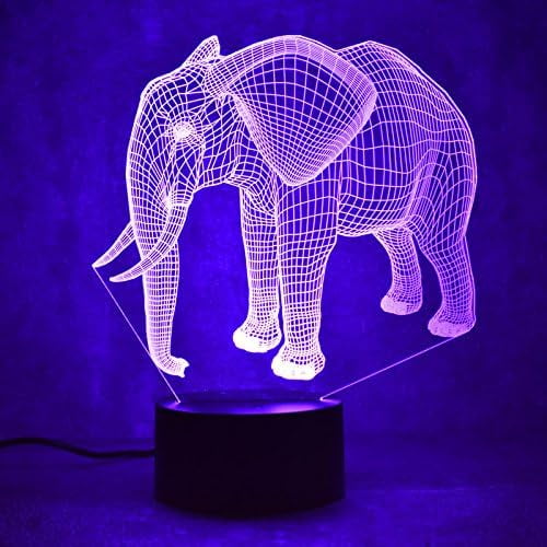 YSITIANNA 3D Elephant Night Light Lamp Illusion Night Light 7 Color Changing Touch Switch Table Desk Decoration Lamps Acrylic Flat ABS Base USB Cable Toy (Bus) STNL#2005