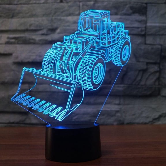 YSITIANNA 3D Excavator Night Light Lamp Illusion Night Light 7 Color Changing Touch Switch Table Desk Decoration Lamps Acrylic Flat ABS Base USB Cable Toy (Bus) STNL#1584