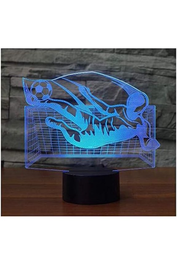 YSITIANNA 3D Flying Kick Soccer Night Light Remote Control Power Touch Switch Table Desk Optical Illusion Lamps 16 Color Changing Lights Home Decoration Xmas Birthday Gift STNL#4602