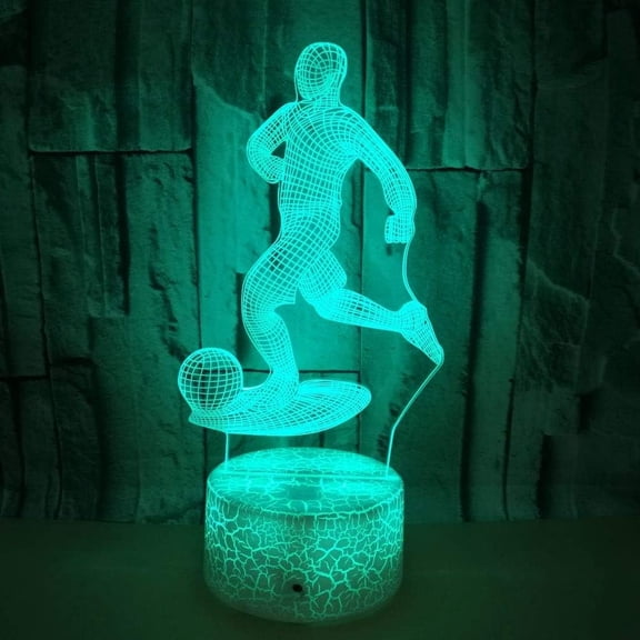 YSITIANNA 3D Football Soccer Night Light Table Desk Optical Illusion Lamps 7 Color Changing Lights LED Table Lamp Xmas Home Love Birthday Children Kids Decor Toy Gift STNL#3706