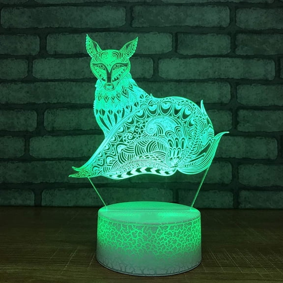 YSITIANNA 3D Fox Night Light Table Desk Optical Illusion Lamps 7 Color Changing Lights LED Table Lamp Xmas Home Love Birthday Children Kids Decor Toy Gift STNL#3457