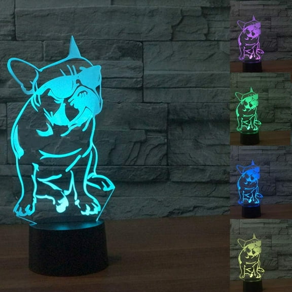 YSITIANNA 3D French Bulldog Dog Night Light Table Lamp Decor Table Desk Optical Illusion Lamps 7 Color Changing Lights LED Table Lamp Xmas Home Love Birthday Children Kids Decor Toy Gift STNL#3331