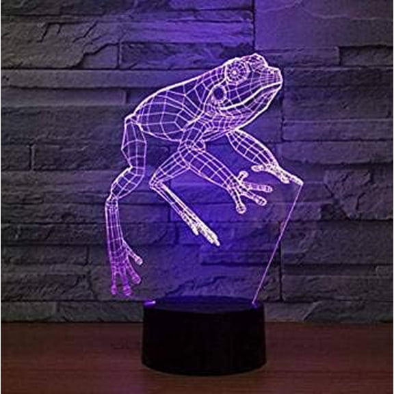 YSITIANNA 3D Frog Night Light Lamp Illusion Night Light 7 Color Changing Touch Switch Table Desk Decoration Lamps Gift with Acrylic Flat ABS Base USB Cable Toy (Bus) STNL#1657