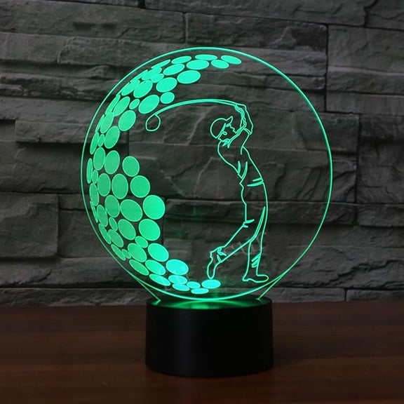 YSITIANNA 3D Golf Abstract Night Light Touch Switch Table Desk Optical Illusion Lamps 7 Color Changing Lights LED Table Lamp Xmas Home Love Birthday Children Kids Decor Toy Gift STNL#3791