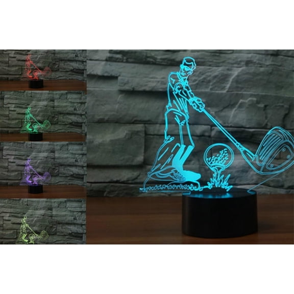 YSITIANNA 3D Golf Night Light Touch Switch Table Desk Optical Illusion Lamps 7 Color Changing Lights LED Table Lamp Xmas Home Love Birthday Children Kids Decor Toy Gift STNL#3506