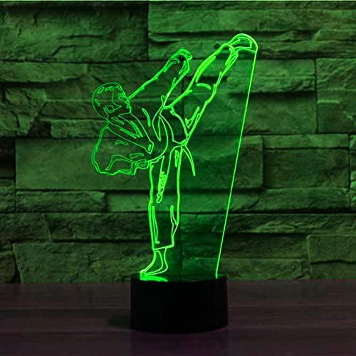 YSITIANNA 3D Gradient Karate Taekwondo Night Light Table Desk Optical Illusion Lamps 7 Color Changing Lights LED Table Lamp Xmas Home Love Birthday Children Kids Decor Toy Gift STNL#3297