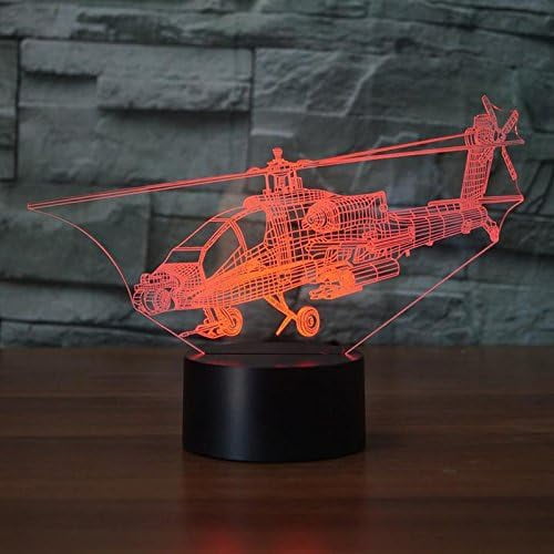 YSITIANNA 3D Helicopter Aircraft Night Light Remote Control Power Touch Switch Table Desk Optical Illusion Lamps 16 Color Changing Lights Home Decoration Xmas Birthday Gift STNL#4554