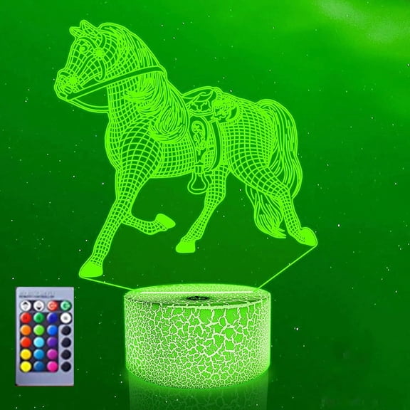 YSITIANNA 3D Horse led Night Light Lamp Illusion Night Light 16 Color Changing Touch Switch Table Desk Decoration Lamps Gift Acrylic Flat ABS Base USB Cable Toy STNL#2243
