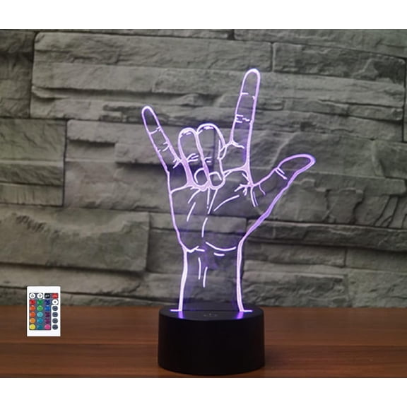 YSITIANNA 3D I Love You Sign Remote Control 16 Color Night Lights Illusion Acrylic LED Table Bedside Lamp Children Bedroom Desk Decor Birthday Gifts Toy for Kids STNL#2635