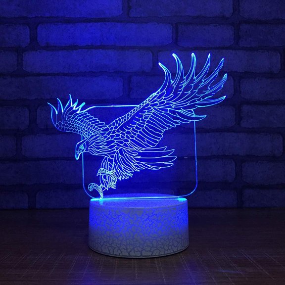 YSITIANNA 3D LED Desk Table Lamp Night Light RC Remote 7 Color Change Touch Art Home Child Bedroom Sleeping Decor Holiday (Eagle) STNL#4232