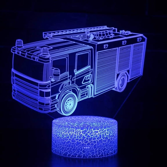 YSITIANNA 3D LED Desk Table Lamp Night Light RC Remote 7 Color Change Touch Art Home Child Bedroom Sleeping Decor Holiday (Fire Fighting Truck) STNL#4228