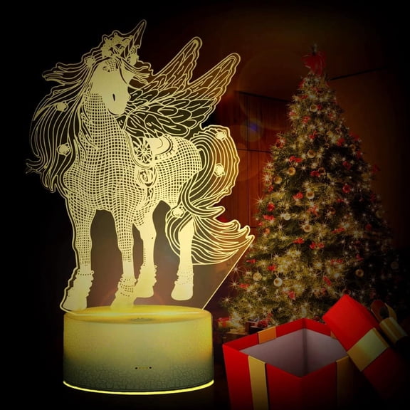 YSITIANNA 3D LED Night Light for Kids, 7 Colors Changing Unicorn Light, 3 Modes with Remote Control 3D Optical Illusion Light for Kids Bedroom, Home Decor, Birthday Xmas Party Thanksgiving STNL#4720