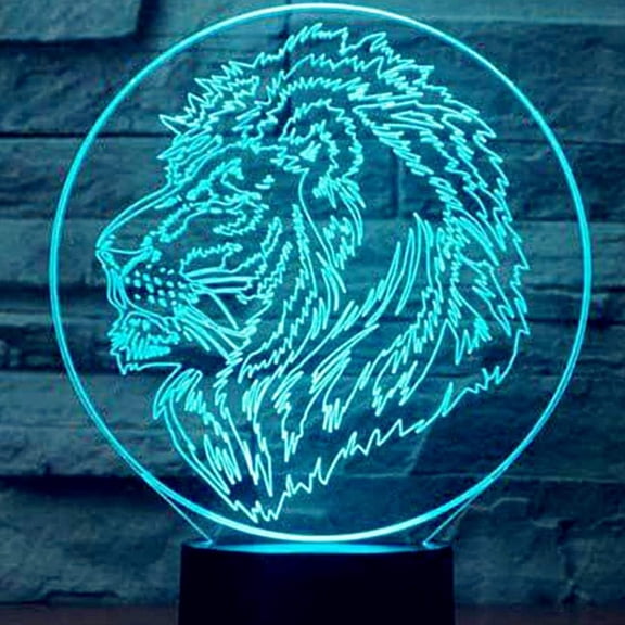 YSITIANNA 3D Lion Tiger Night Light Lamp Illusion Led 7 Color Changing Touch Switch Table Desk Decoration Lamps Flat ABS Base USB Cable Toy (Bus) STNL#1861