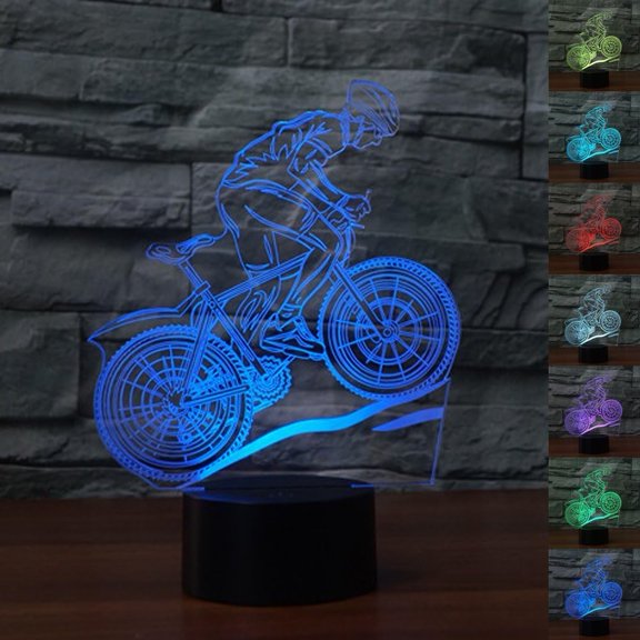 YSITIANNA 3D Magic Flying Bike Lamp Night Light Touch Switch Table Desk Optical Illusion Lamps 7 Color Changing Lights LED Table Lamp Xmas Home Love Birthday Children Kids Decor Toy Gift STNL#3550