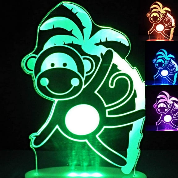 YSITIANNA 3D Monkey Gorilla Night Light Table Lamp Decor Table Desk Optical Illusion Lamps 7 Color Changing Lights LED Table Lamp Xmas Home Love Birthday Children Kids Decor Toy Gift STNL#3222