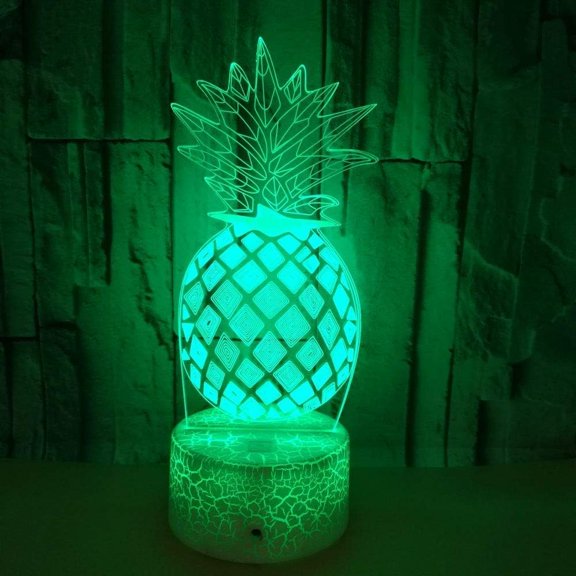YSITIANNA 3D Pineapple Night Light Table Desk Optical Illusion Lamps 7 Color Changing Lights LED Table Lamp Xmas Home Love Birthday Children Kids Decor Toy Gift STNL#3425