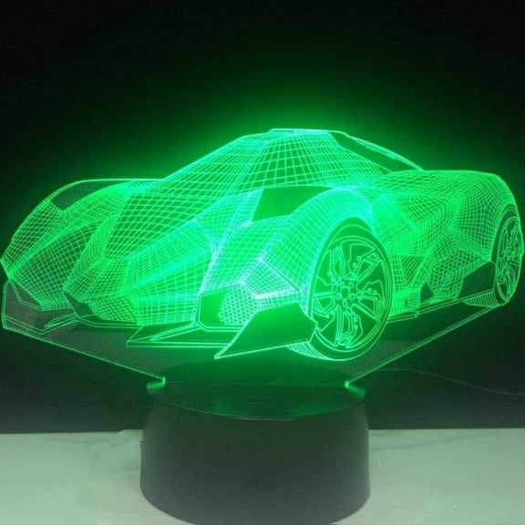 YSITIANNA 3D Racing Car Night Light Lamp Illusion 7 Color Changing Touch Switch Table Desk Decoration Lamps Acrylic Flat ABS Base USB Cable Toy (Bus) STNL#2045