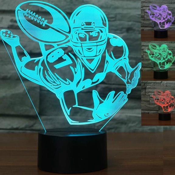 YSITIANNA 3D Rugby American Football Night Light Touch Switch Decor Table Desk Optical Illusion Lamps 7 Color Changing Lights LED Table Lamp Xmas Home Love Birthday Children Kids Decor Toy STNL#3740