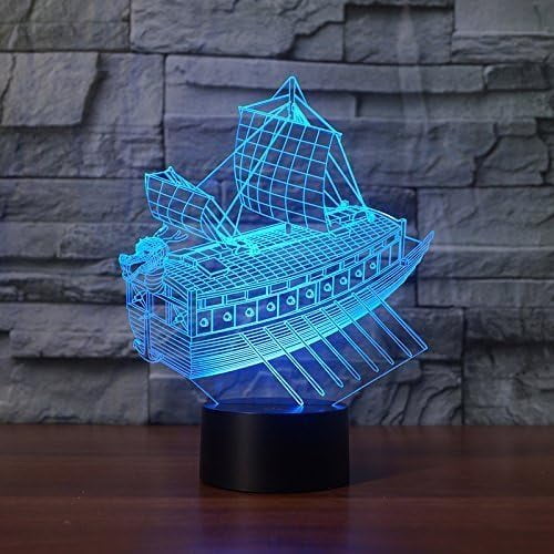 YSITIANNA 3D Sailing Boat Ship Night Light Touch Switch Decor Table Desk Optical Illusion Lamps 7 Color Changing Lights LED Table Lamp Xmas Home Love Birthday Children Kids Decor Toy Gift STNL#3461