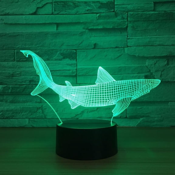 YSITIANNA 3D Shark Fish Night Light Lamp Illusion Night Light 7 Color Changing Touch Switch Table Desk Decoration Lamps Gift with Acrylic Flat ABS Base USB Cable Toy (Bus) STNL#1521