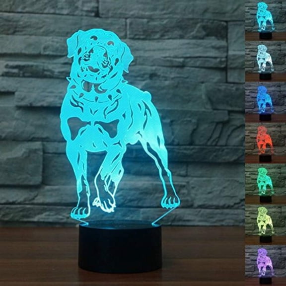 YSITIANNA 3D Sharpei Dog Night Light Animal Table Desk Optical Illusion Lamps 7 Color Changing Lights LED Table Lamp Xmas Home Love Birthday Children Kids Decor Toy Gift STNL#3562