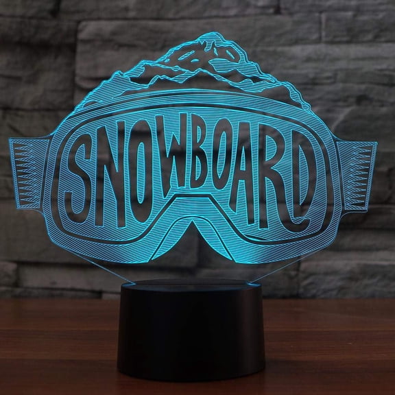 YSITIANNA 3D Snowboarding Skating Glasses Night Light USB Table Desk Optical Illusion Lamps 7 Color Changing Lights LED Table Lamp Xmas Home Love Birthday Children Kids Decor Toy Gift STNL#3424