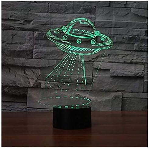 YSITIANNA 3D UFO Aerocraft Night Light Remote Control Power Touch Switch Table Desk Optical Illusion Lamps 16 Color Changing Lights Home Decoration Xmas Birthday Gift STNL#4528