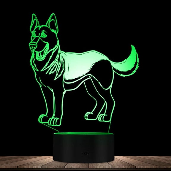 YSITIANNA 3D Wolf Dog Night Light Lamp Illusion Led 7 Color Changing Touch Switch Table Desk Decoration Lamps Acrylic Flat ABS Base USB Cable Toy (Bus) STNL#1523