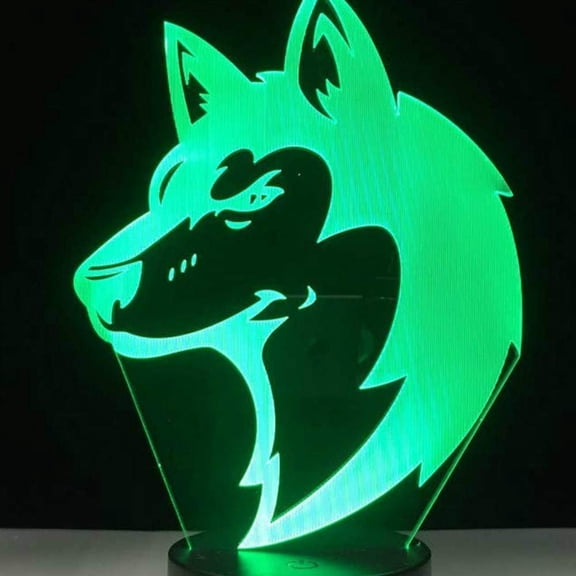 YSITIANNA 3D Wolf Dog Night Light Lamp Illusion Led 7 Color Changing Touch Switch Table Desk Decoration Lamps Acrylic Flat ABS Base USB Cable Toy (Bus) STNL#2043