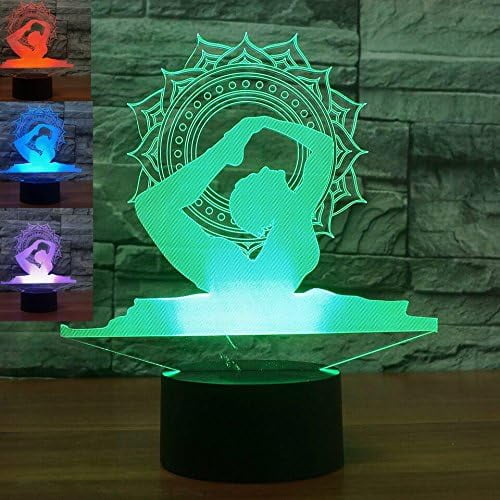 YSITIANNA 3D Yoga Dance Night Light Table Desk Optical Illusion Lamps 7 Color Changing Lights LED Table Lamp Xmas Home Love Birthday Children Kids Decor Toy Gift STNL#3610