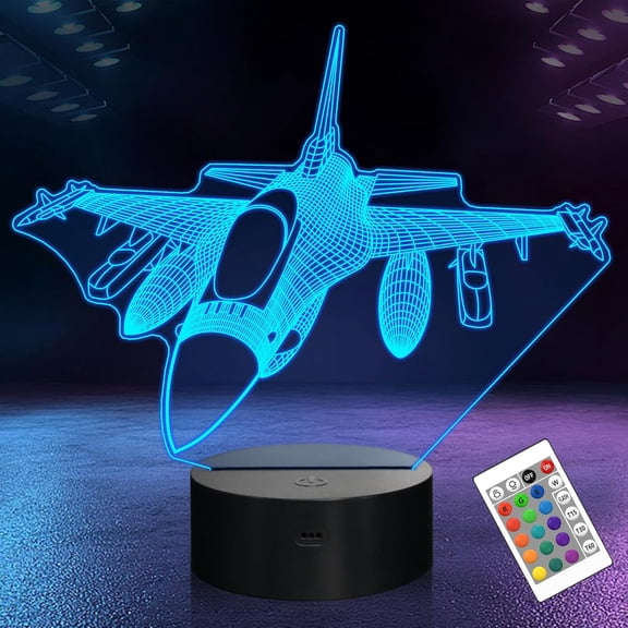 YSITIANNA Airplane Model Gifts for Boys Men Pilot, 16 Colors Airplane Night Light for Aviation Lovers Room Decor, F-16 Fighting Falcon Jet Plane 3D Illusion Lamp for Kids Xmas Gifts STNL#4377