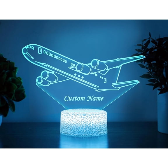 YSITIANNA Airplane Night Light for Boys Men Pilot, 3D Illusion Lamp Night Stand Lights, Aircraft Table Lamp Small Night Lamps Bedside Lamps, Airplane Decor Birthday Thankingiving Christmas STNL#2442