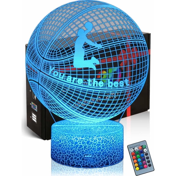 YSITIANNA Basketball Lamp 3D Mood Light Illusion LED Basketball Night Light 16 Colors Change Table Lamp with Remote,Basketball Gifts for boys for Holiday,Bedroom Decoration STNL#4208