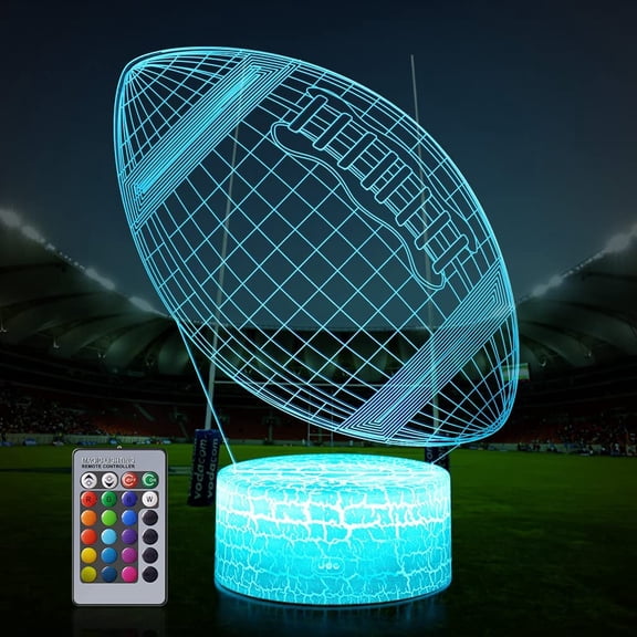 YSITIANNA Football Lamp 3D Night Light: Boys Girls Kids Gifts with Remote Touch Control,Multiple Colour Brightness Adjusted, Batteries Powered (Football) STNL#4175