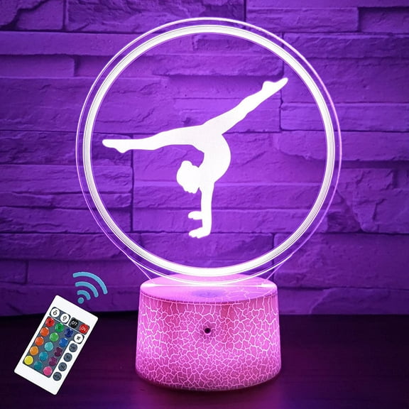 YSITIANNA Gymnastics Yoga LED Night Light,16 Colors Remote Control & Smart Touch Dimmable 3D Illusion Bedside Lamp,Bedroom Decoration Birthday Christmas Toy Gift for Kids Boys Girls Friends STNL#2426