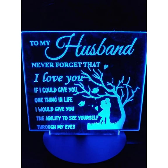YSITIANNA to My Husband from Wife, to My Husband 3D Optical Illusion 2 Functions 7 Color RGB Colorful USB Charging or AA Battery - Acrylic Panel Birthday Wedding Gifts for Husband STNL#2759