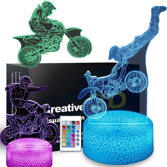 YSITIANNA Motocross Night Light,Gifts for Boy, 3D Illusion Lamp,Kids Bedside Lamp,16 Color Change Decor Lamp with Remote & Smart Touch, Gifts for Christmas Birthday Boys Men Girls STNL#4260