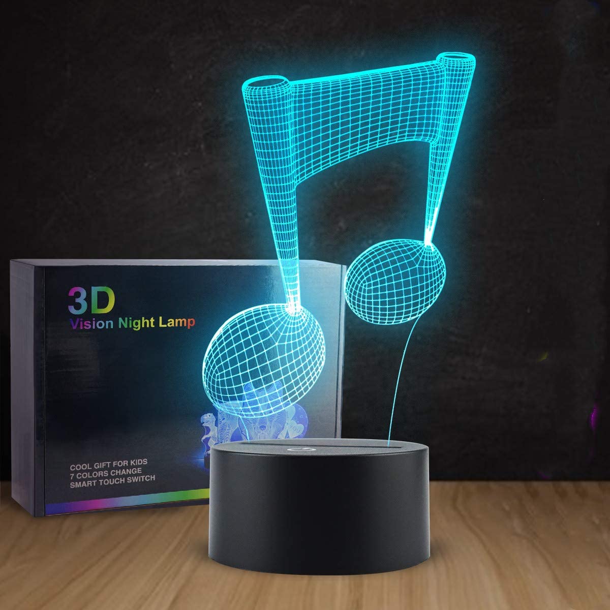 Notes Lamp YSITIANNA Music Note Lamp 3D Visual Music Note LED Nightlight Touch ...