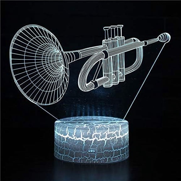 YSITIANNA Musical Instrument 3D Night Light LED Colorful 16-Color Remote Control Desk Lamp Light Control Night Light for Bedroom Lighting (Crack Base 7Colors, Small-1) STNL#4875