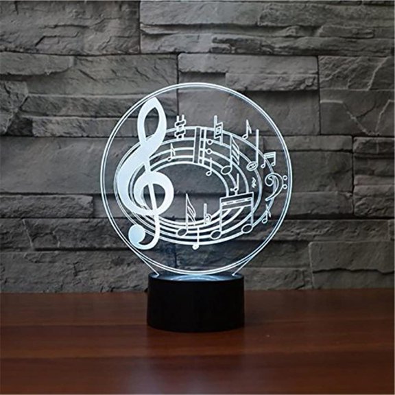 YSITIANNA Musical Notes Shape 3D LED Optical Illusion Sensor Night Light with Smart Touch & USB 7 Colors Change Atmosphere Lamp for Christmas Thanksgiving STNL#3176