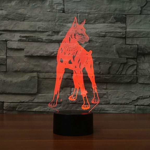 YSITIANNA New 3D Animal Wolf Dog Night Light Touch Switch Table Desk Optical Illusion Lamps 7 Color Changing Lights LED Table Lamp Xmas Home Love Birthday Children Kids Decor Toy Gift STNL#3564