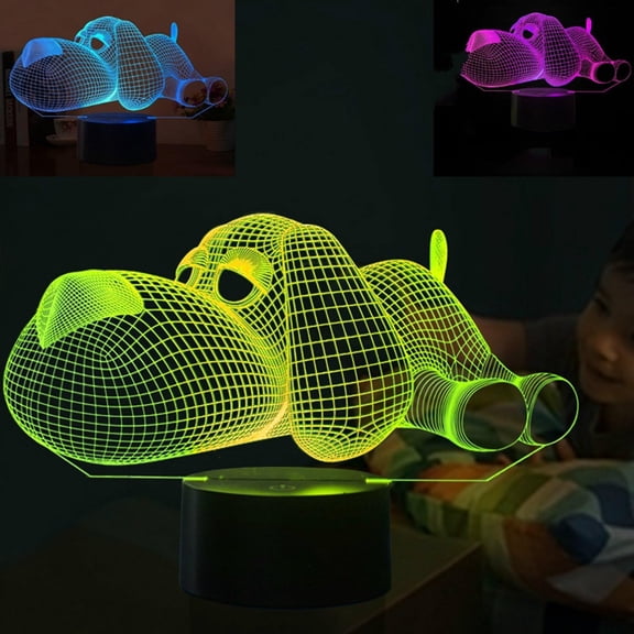 YSITIANNA New 3D Dog Animal Night Light Touch Switch Table Desk Optical Illusion Lamps 7 Color Changing Lights LED Table Lamp Xmas Home Love Birthday Children Kids Decor Toy Gift STNL#3492