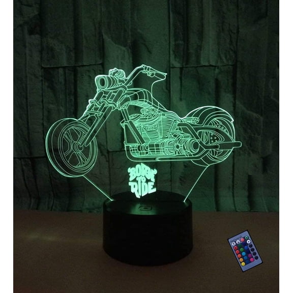 YSITIANNA Optical Illusion 3D Motorcycle Night Light 16 Colors Changing USB Power Remote Control Touch Switch Decor Lamp LED Table Desk Lamp STNL#4673