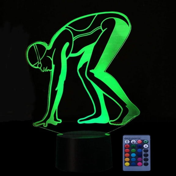 YSITIANNA Optical Illusion 3D Sports Swimming Night Light 16 Colors Changing USB Power Remote Control Touch Switch Decor Lamp LED Table Desk Lamp STNL#4666