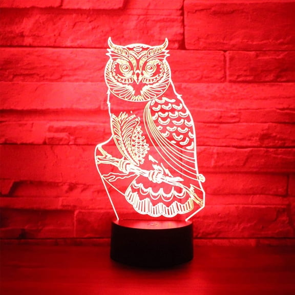 YSITIANNA Owl Lamp Desk Table Light 3D Optical Illusion Night Light 3D Lamp owl Night Lamp 7 Colors Changing Touch Control Gift for Christmas Birthday Valentine's Day Kids STNL#3045