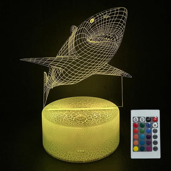 YSITIANNA Shark Night Light, 3D Illusion Table Lamp with 16 Colors Remote Control Touch Lamp LED USB Night Light Desk Lamps Room Decorations Home Decor Holiday Gifts Birthday Gifts STNL#1243