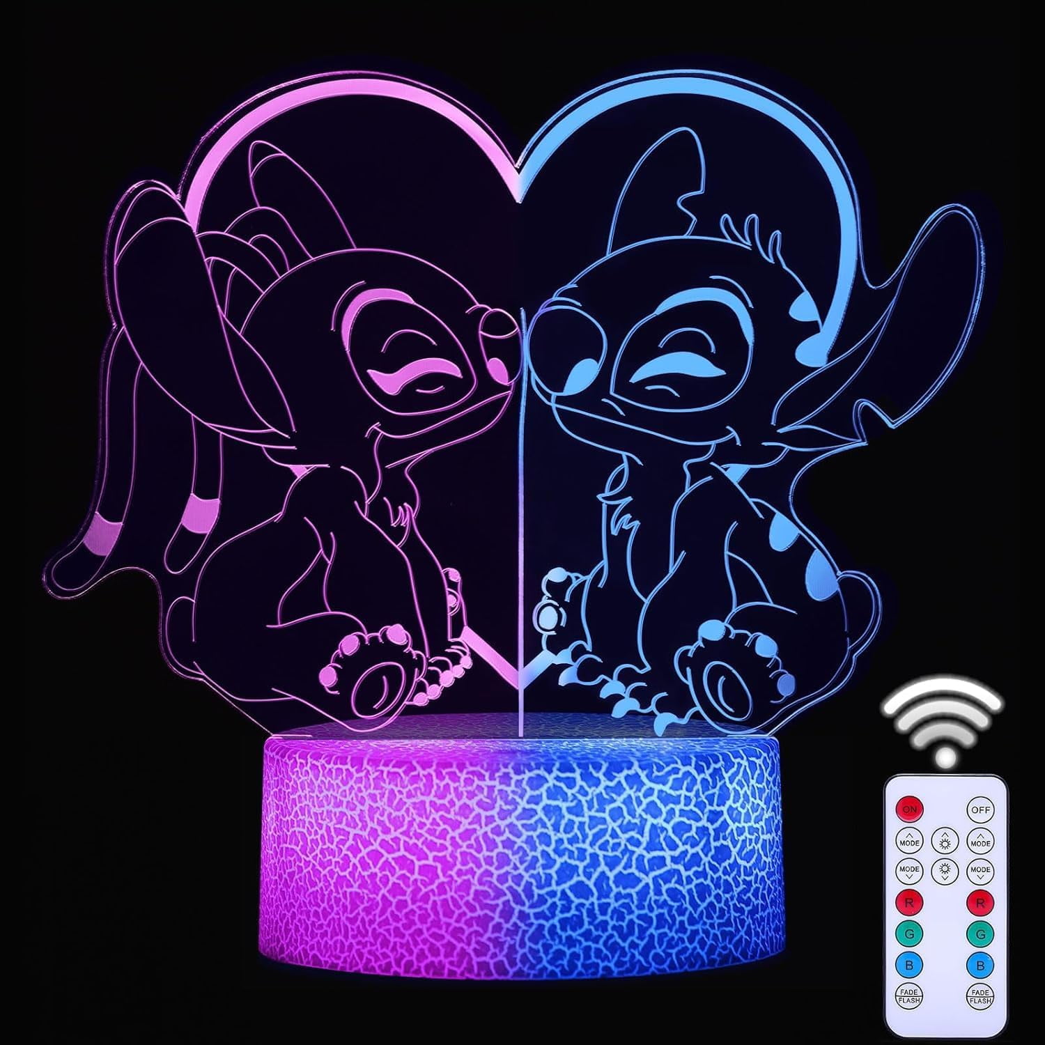 YSITIANNA Stitch lamp Two Color 2 in 1,lilo&Stitch Night Light 3D Illusion led Desk lamp,Acrylic Lights for Room Decor Merchandise,Party Decorations Kids lamp,Birthday,Christmas Gifts for STNL#3039